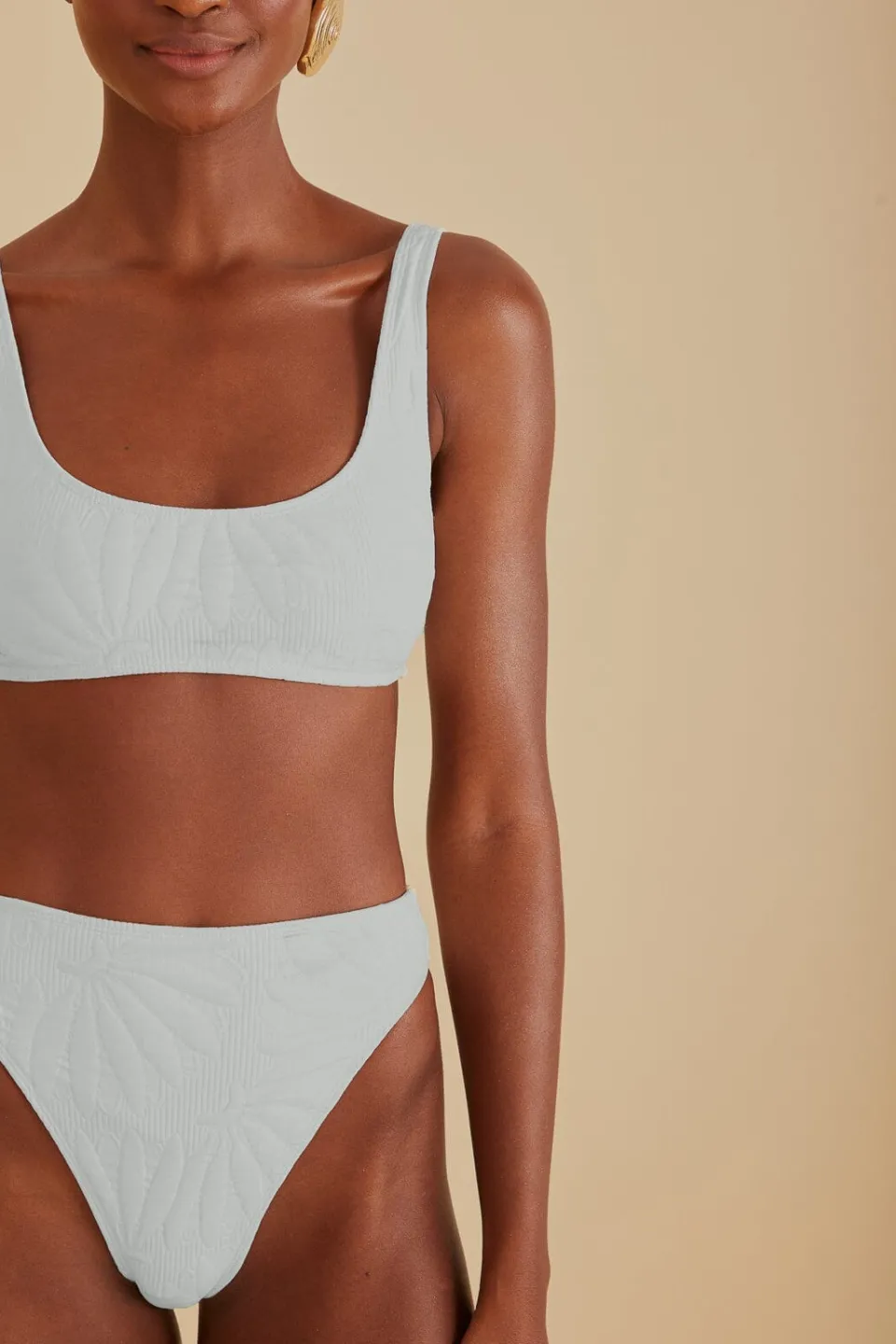 FARM Rio Bikinis<Bas de bikini en matelassé banane Off-White