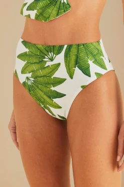 FARM Rio Bikinis<Bas de bikini taille haute Off-White Palm Fan