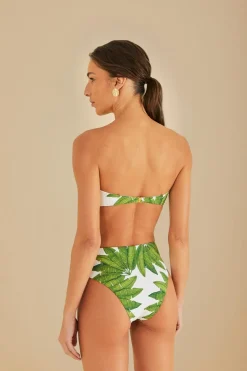 FARM Rio  Bikinis<Bas de bikini taille haute Off-White Palm Fan