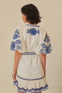 FARM Rio  Robes Courtes<Blanc Mini-robe en lin de qualité supérieure Richelieu Euroflax™
