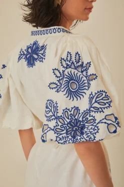 FARM Rio  Robes Courtes<Blanc Mini-robe en lin de qualité supérieure Richelieu Euroflax™