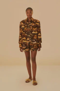 FARM Rio Vestes<Blazer découpé marron Shuhu