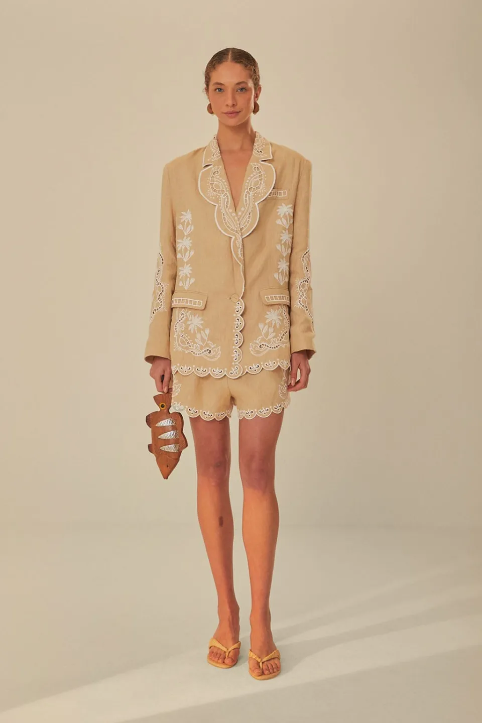 FARM Rio Vestes<Blazer en lin de qualité supérieure Euroflax™ brodé kaki