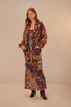 FARM Rio Vestes<Blazer en tricot ikat à coeurs