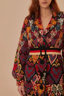 FARM Rio  Vestes<Blazer en tricot ikat à coeurs