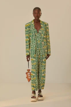 FARM Rio Vestes<Blazer typographie banane blanc cassé