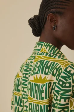 FARM Rio Vestes<Blazer typographie banane blanc cassé