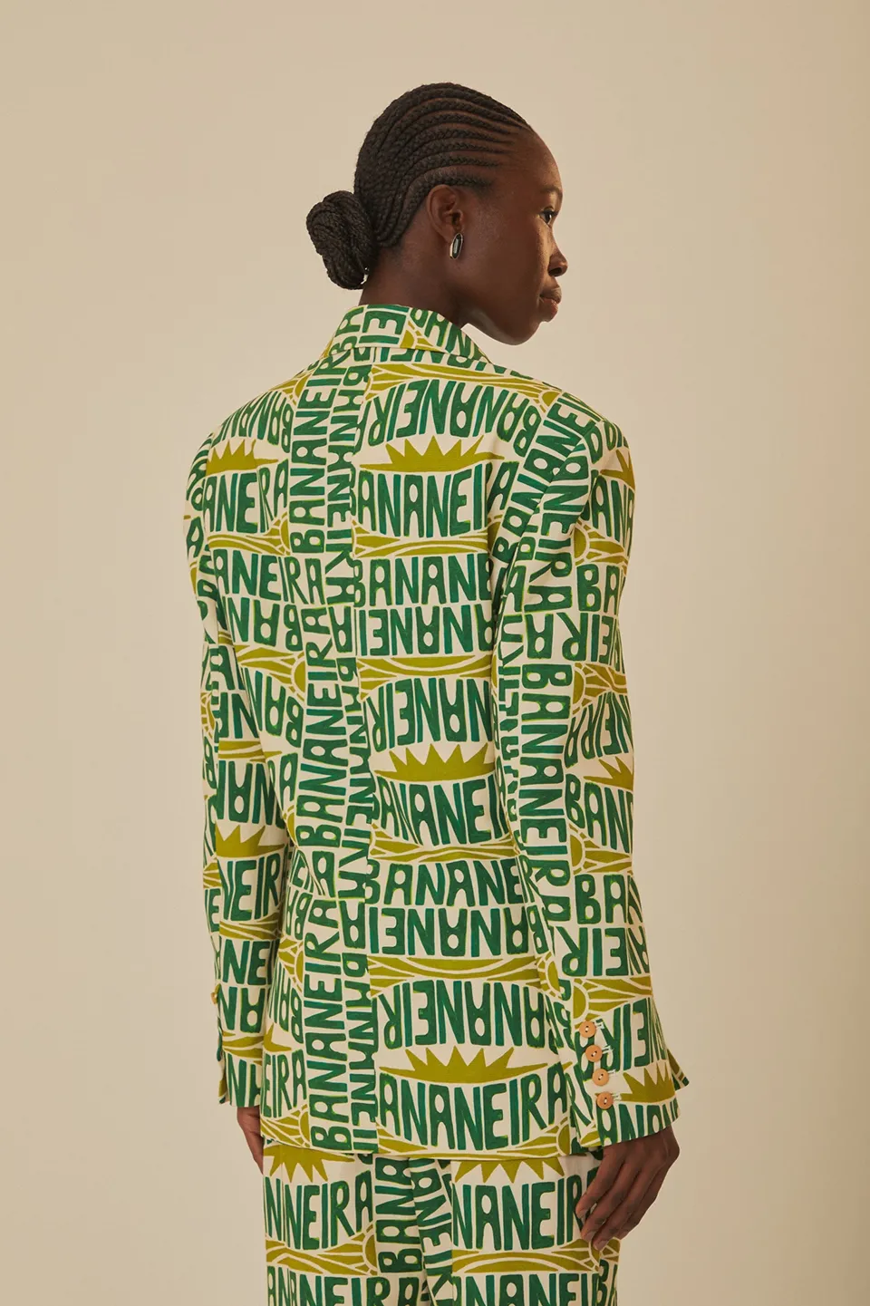 FARM Rio Vestes<Blazer typographie banane blanc cassé