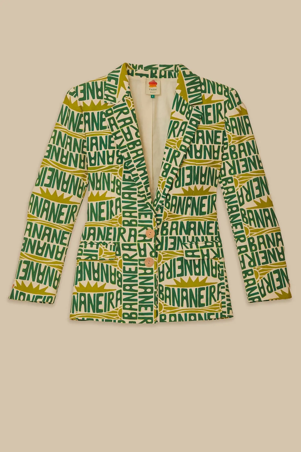 FARM Rio Vestes<Blazer typographie banane blanc cassé