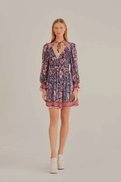 FARM Rio Robes Courtes<Bleu sarcelle - Robe courte à manches longues Ainika Charm