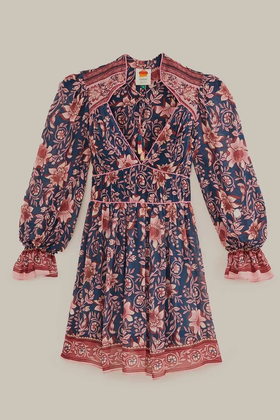FARM Rio Robes Courtes<Bleu sarcelle - Robe courte à manches longues Ainika Charm