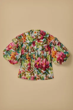 FARM Rio Chemisiers<Blouse à manches courtes blanc cassé à fleurs peintes