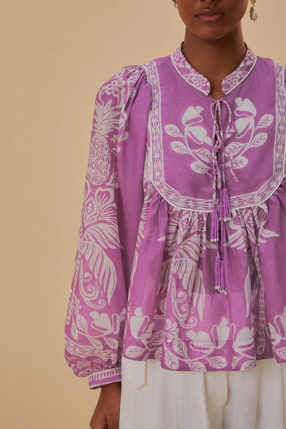 FARM Rio Chemisiers<Blouse à manches longues lilas Sweet Garden