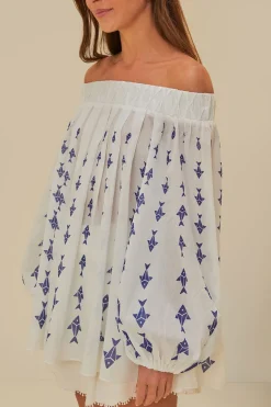 FARM Rio  Chemisiers<Blouse à épaules dénudées Off-White Graphic Fishes