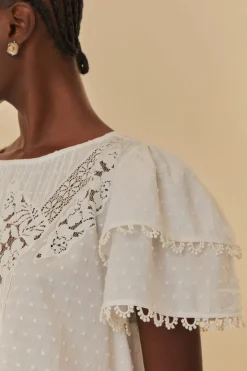 FARM Rio Chemisiers<Blouse à volants blanc cassé
