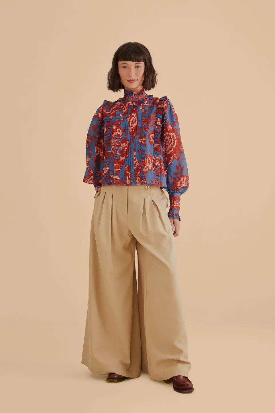 FARM Rio Chemisiers<Blouse à volants en dentelle bleu clair