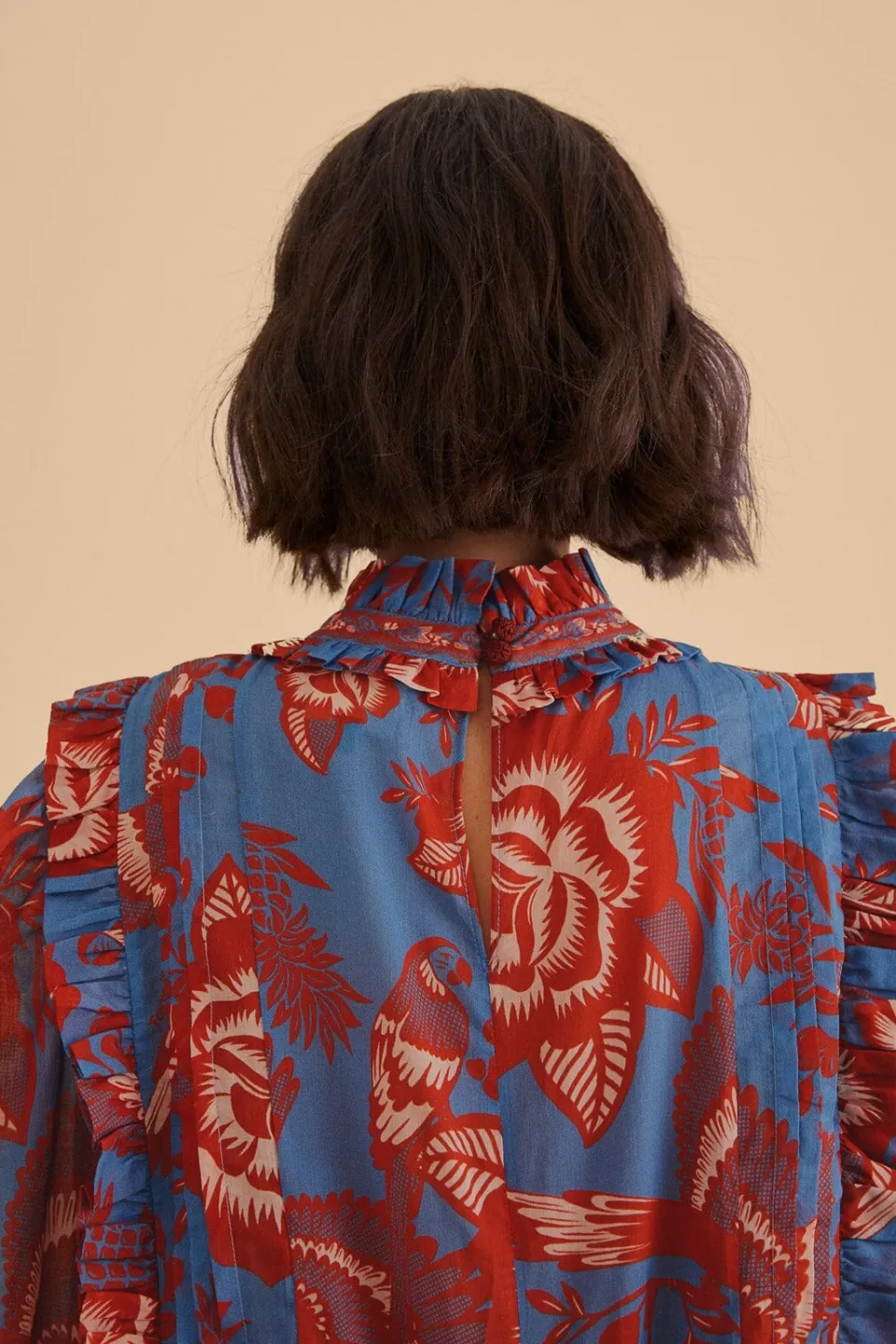 FARM Rio Chemisiers<Blouse à volants en dentelle bleu clair
