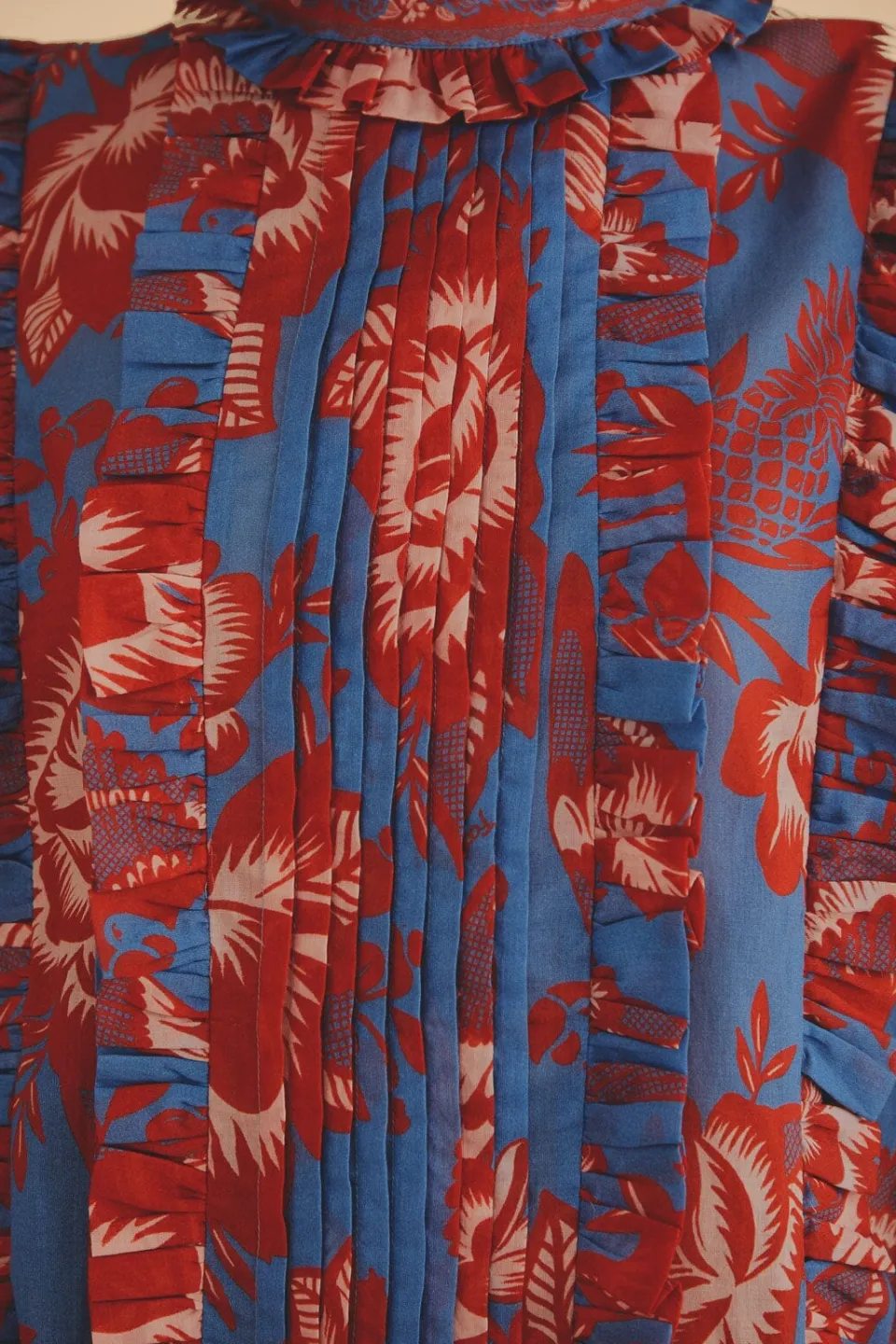 FARM Rio Chemisiers<Blouse à volants en dentelle bleu clair