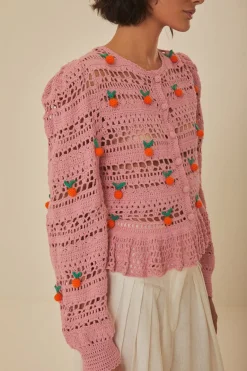 FARM Rio Chemisiers<Blouse au crochet à pampilles rose orange