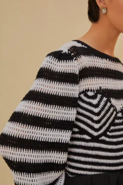 FARM Rio Chemisiers<Blouse au crochet à rayures noires et blanches