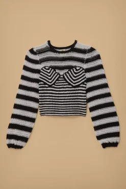 FARM Rio Chemisiers<Blouse au crochet à rayures noires et blanches