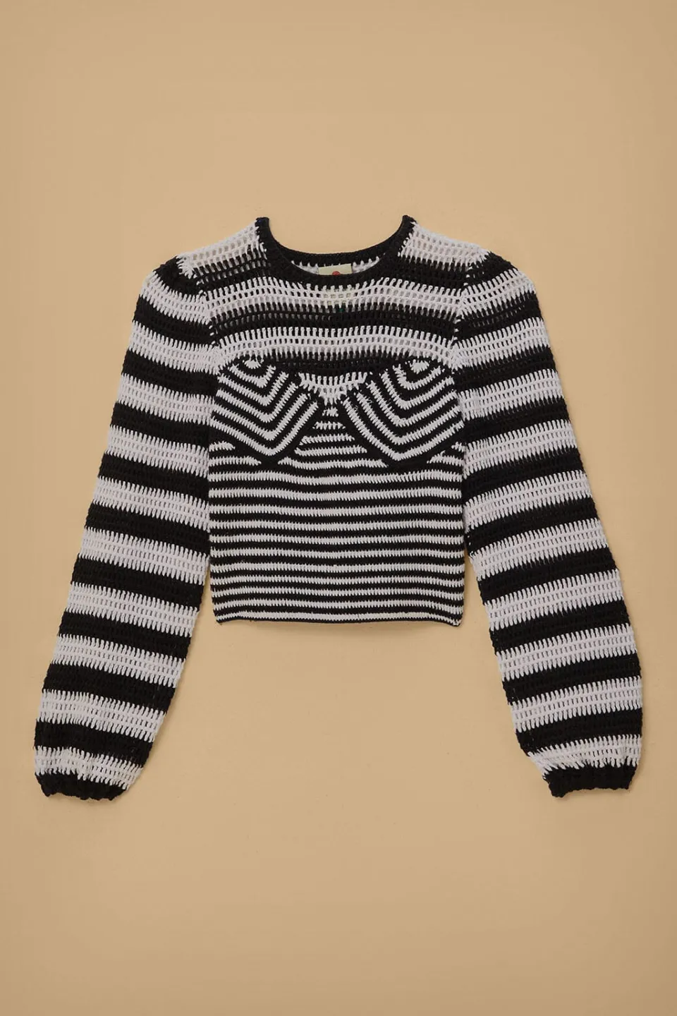 FARM Rio Chemisiers<Blouse au crochet à rayures noires et blanches