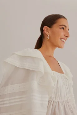 FARM Rio Chemisiers<Blouse blanc cassé à encolure carrée