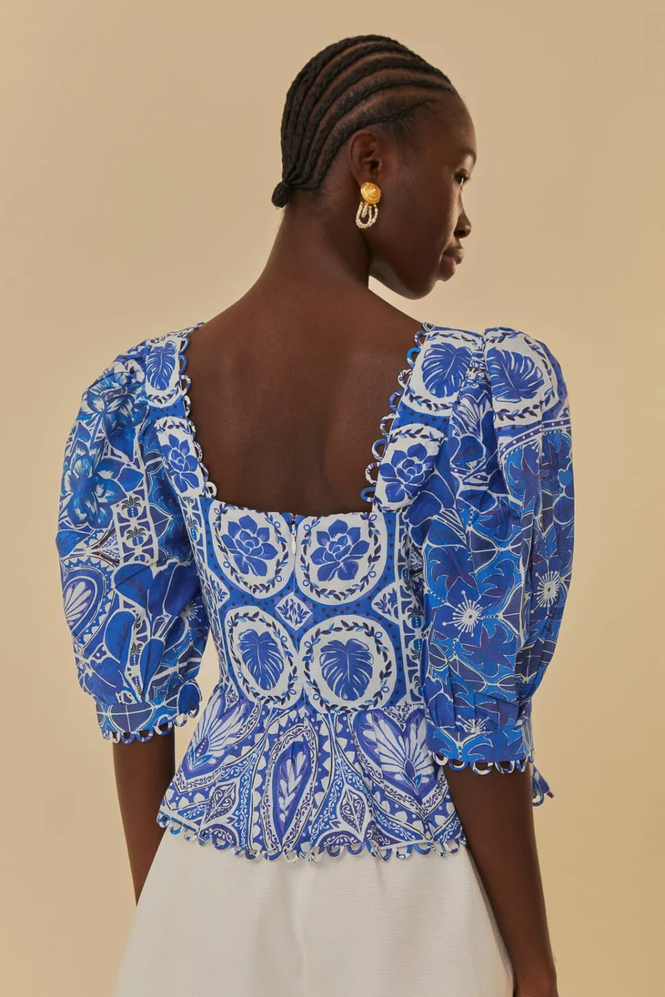 FARM Rio Chemisiers<Blouse bleue à manches courtes Tile Dream