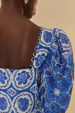 FARM Rio Chemisiers<Blouse bleue à manches courtes Tile Dream