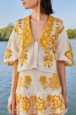 FARM Rio Chemisiers<Blouse fleurie Aura blanc cassé