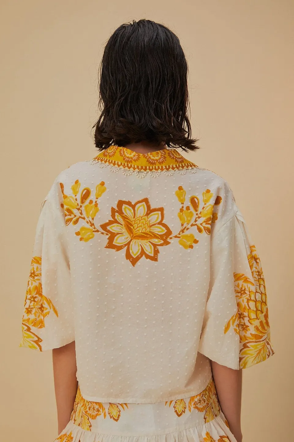 FARM Rio Chemisiers<Blouse fleurie Aura blanc cassé