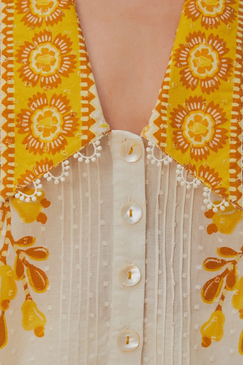 FARM Rio Chemisiers<Blouse fleurie Aura blanc cassé