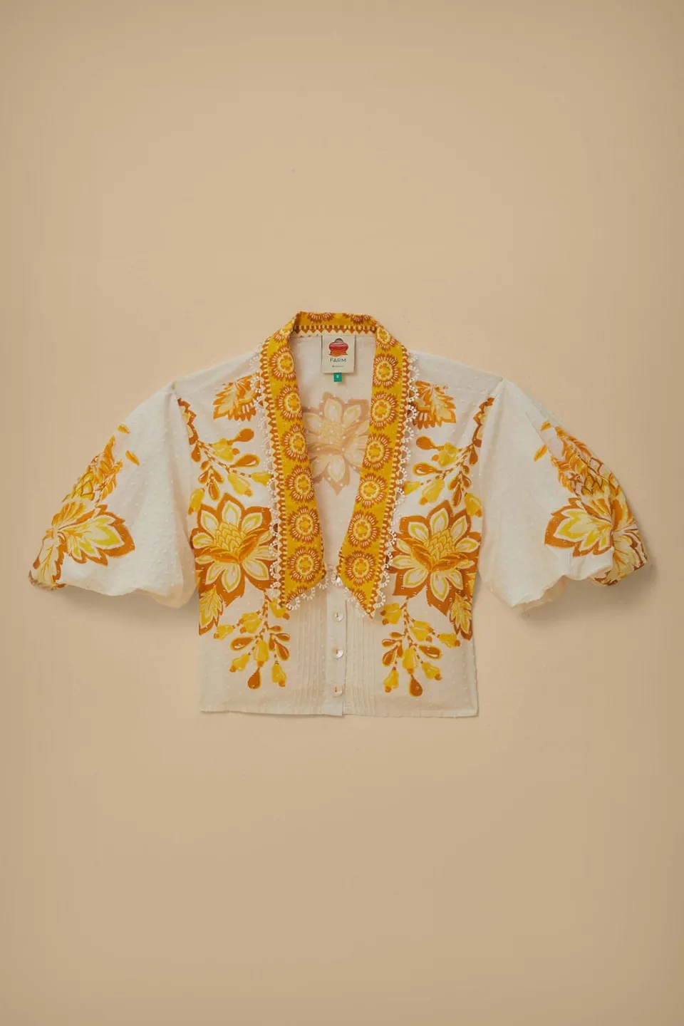 FARM Rio Chemisiers<Blouse fleurie Aura blanc cassé
