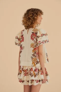 FARM Rio Chemisiers<Blouse Fleurs Léopard Sable