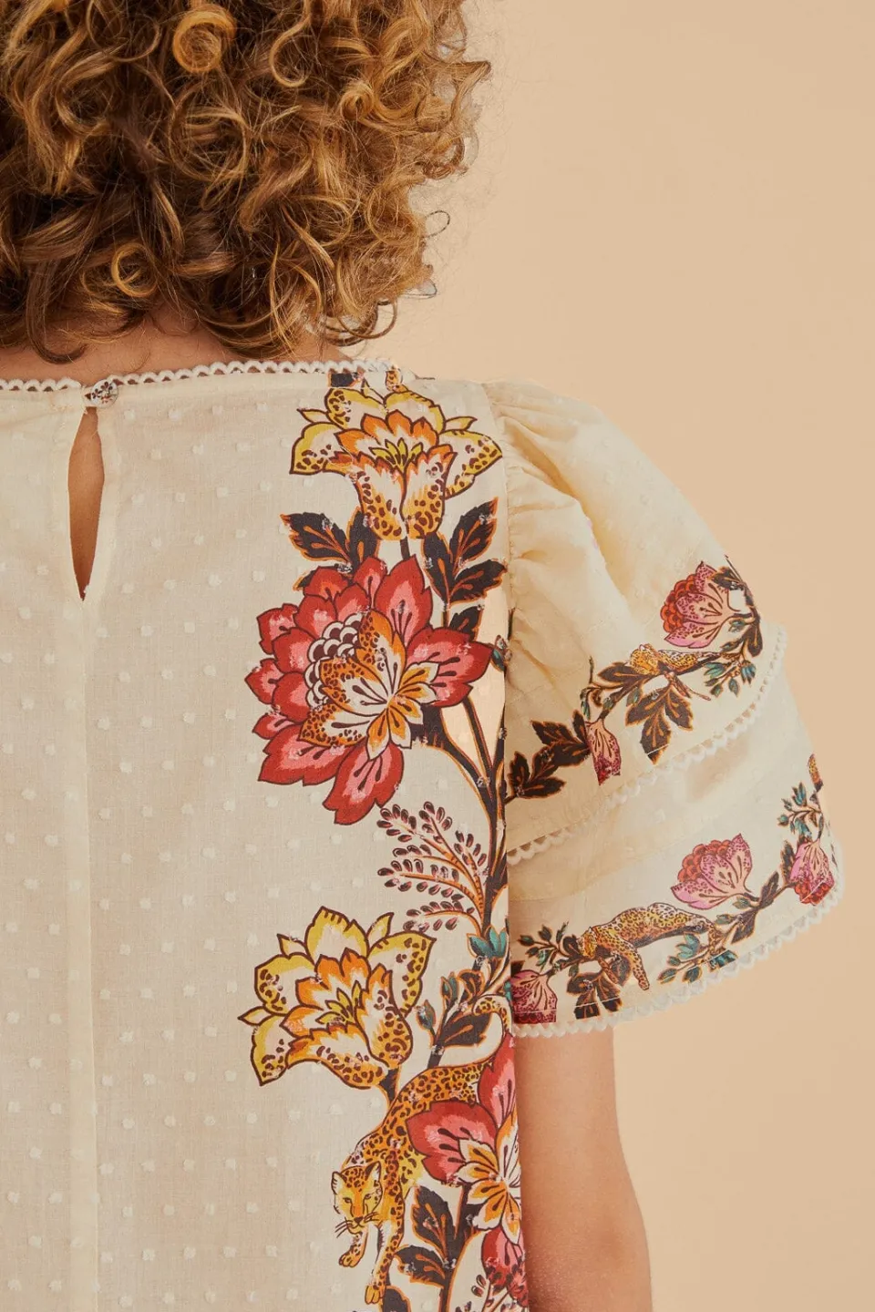 FARM Rio Chemisiers<Blouse Fleurs Léopard Sable