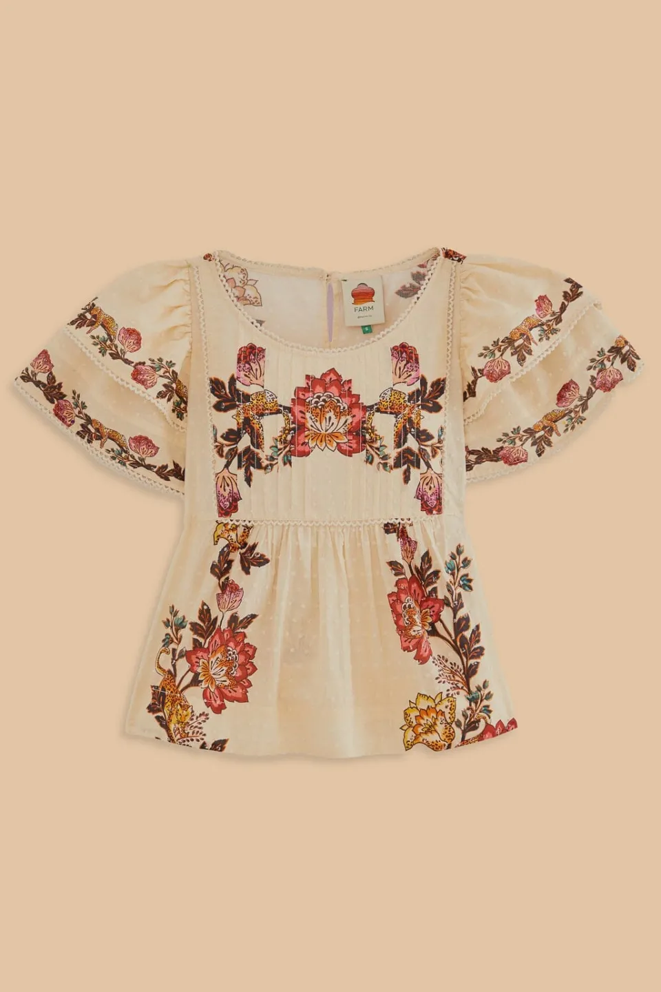 FARM Rio Chemisiers<Blouse Fleurs Léopard Sable