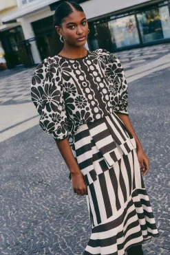 FARM Rio Chemisiers<Blouse noire à manches bouffantes Palermo