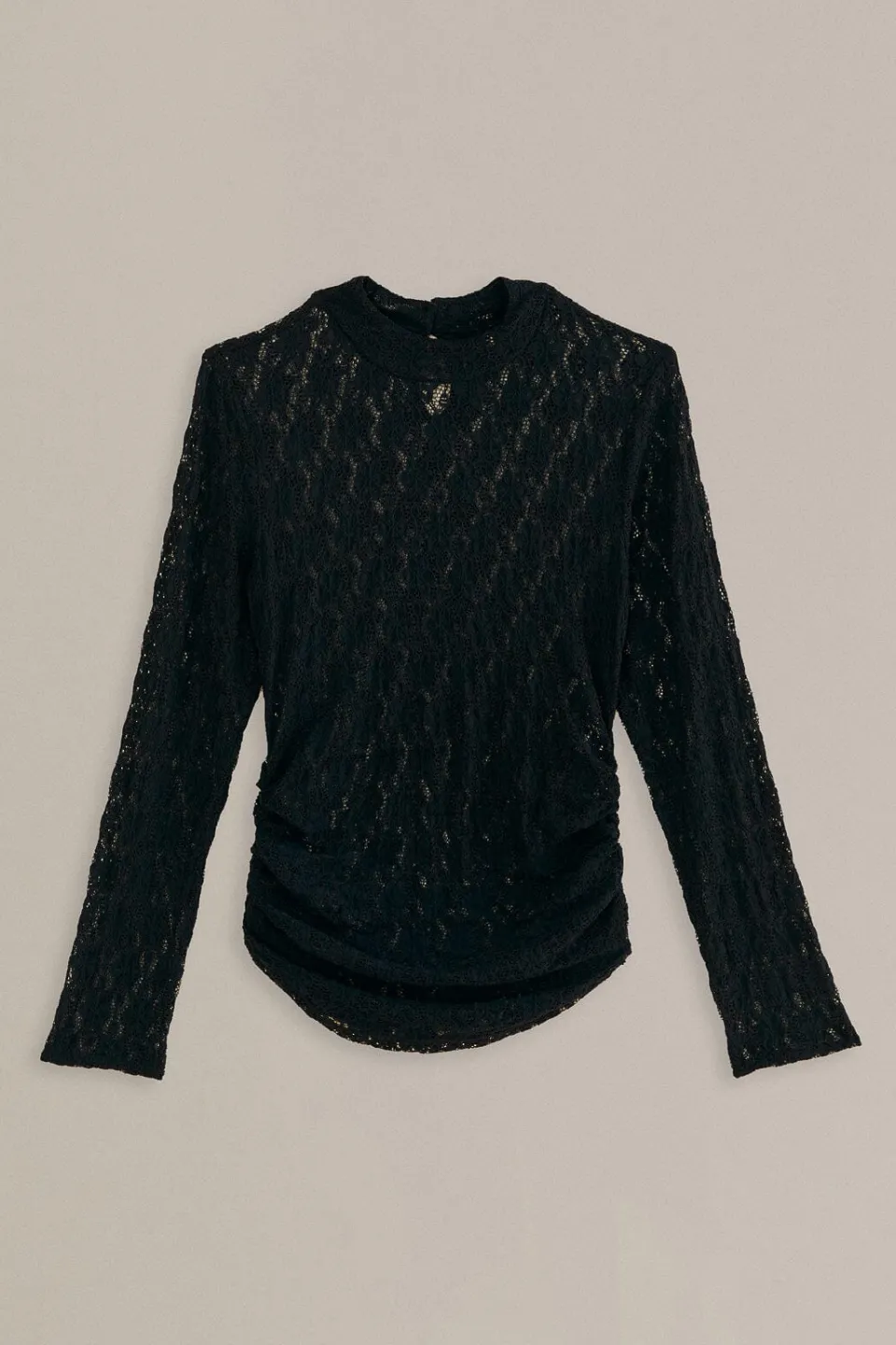 FARM Rio Chemisiers<Blouse noire à manches longues en dentelle