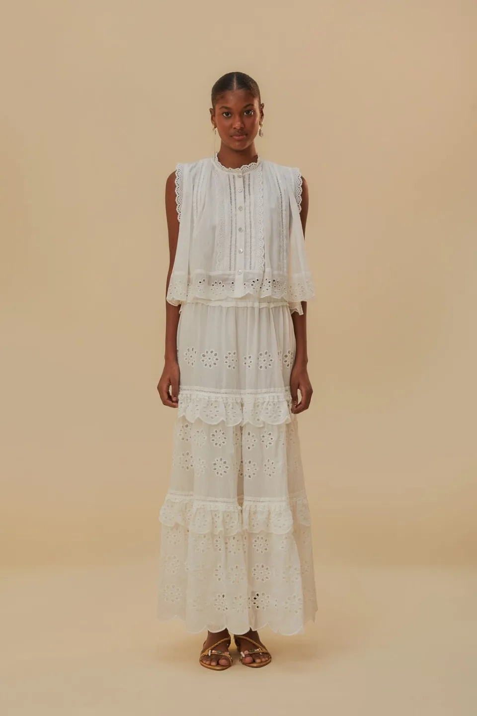 FARM Rio Chemisiers<Blouse sans manches en coton biologique blanc cassé