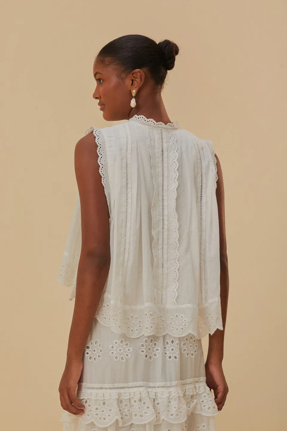 FARM Rio Chemisiers<Blouse sans manches en coton biologique blanc cassé