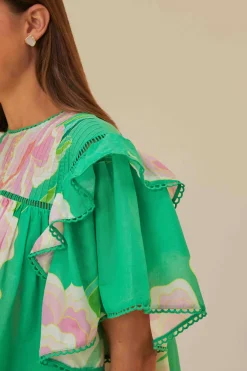 FARM Rio Chemisiers<Blouse vibrante florale verte