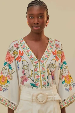 FARM Rio  Bodys<Body à fleurs insectes blanc cassé