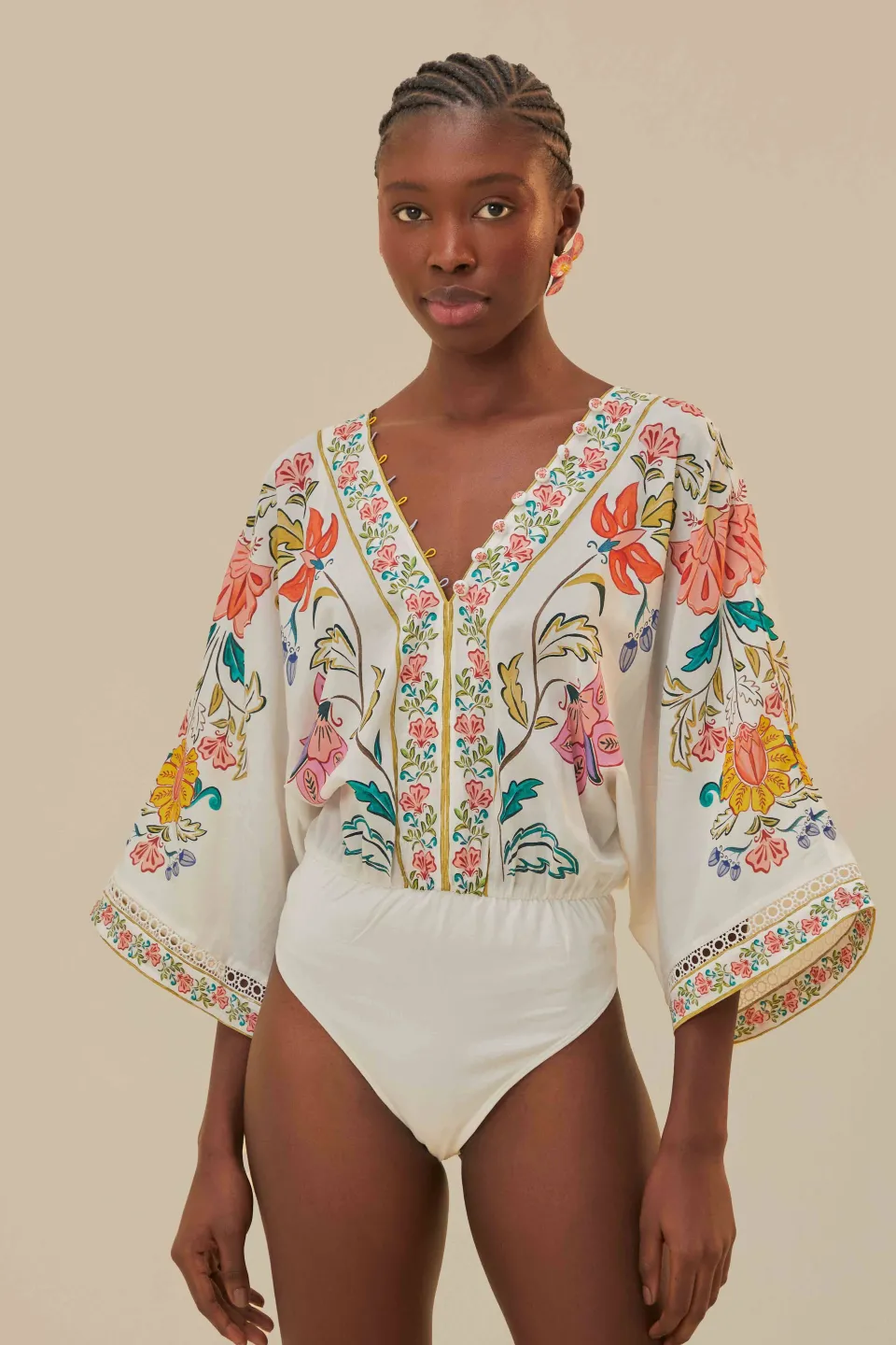 FARM Rio Bodys<Body à fleurs insectes blanc cassé