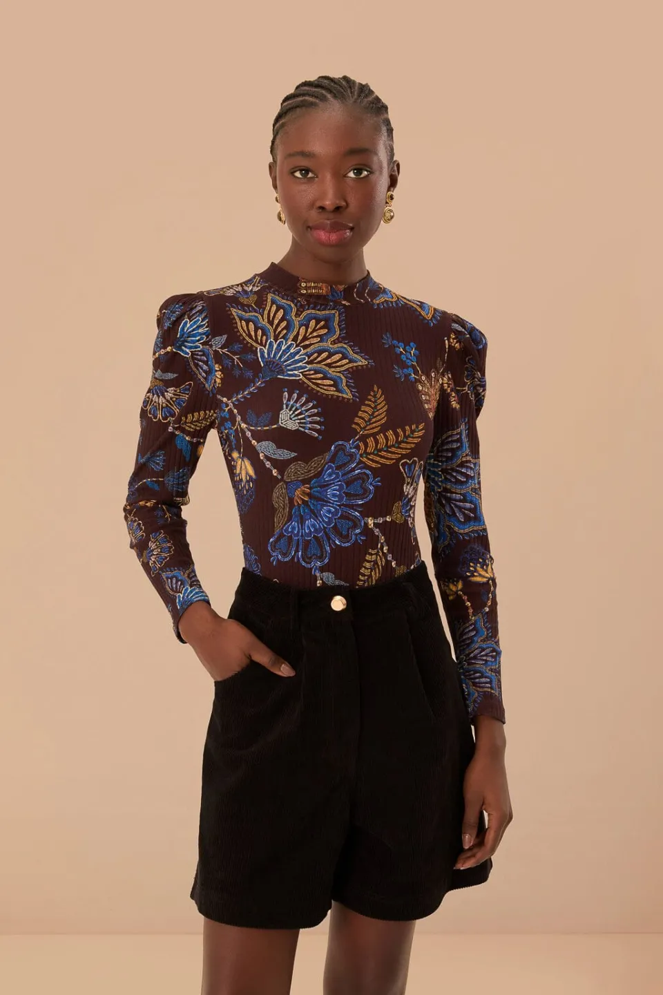 FARM Rio Bodys<Body de jardin brodé marron
