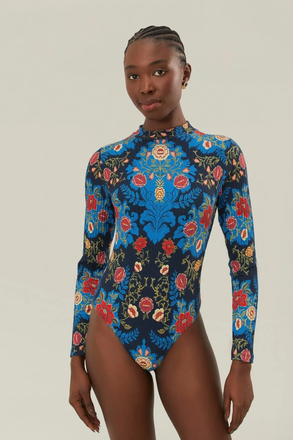 FARM Rio Bodys<Body en coton biologique à motif arabesque bleu