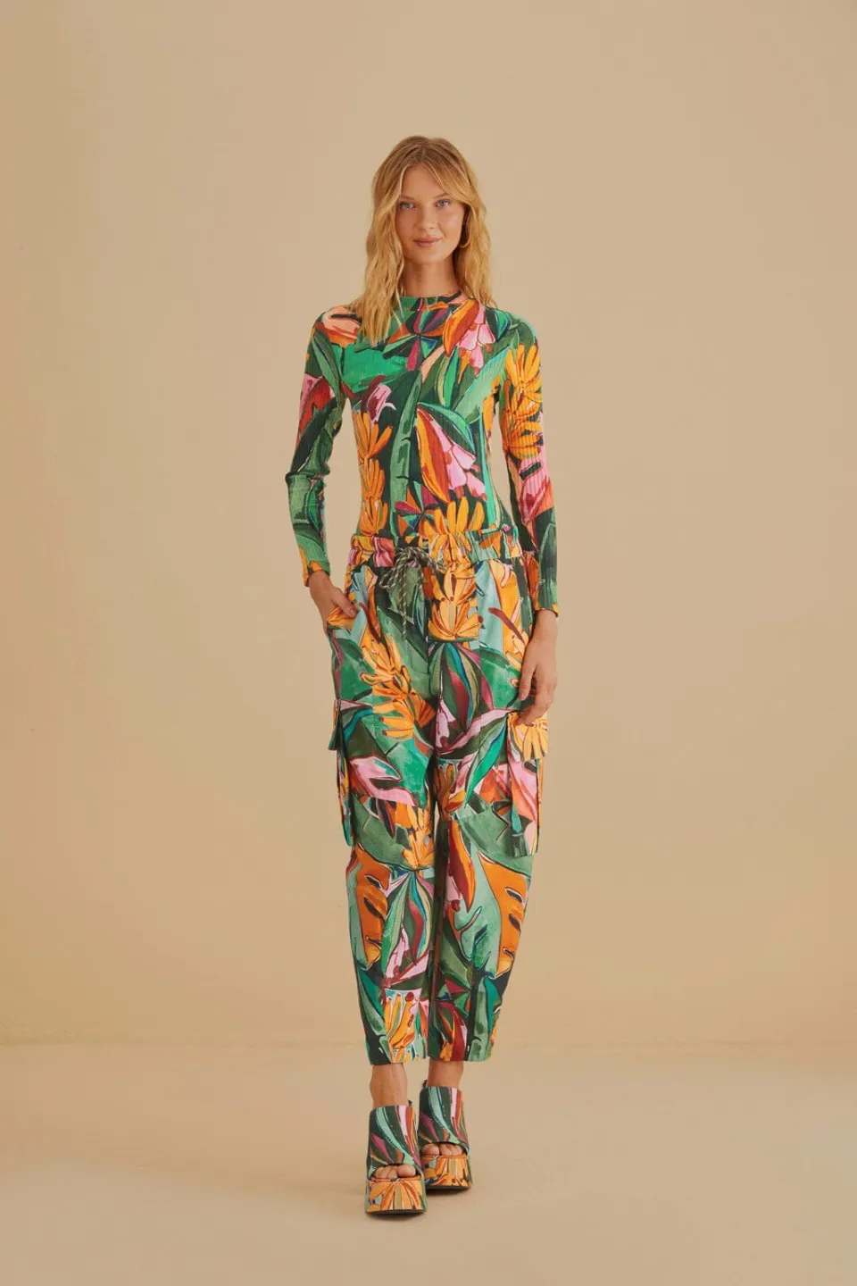 FARM Rio Bodys<Body multicolore en coton biologique à feuillage de banane