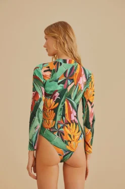 FARM Rio Bodys<Body multicolore en coton biologique à feuillage de banane