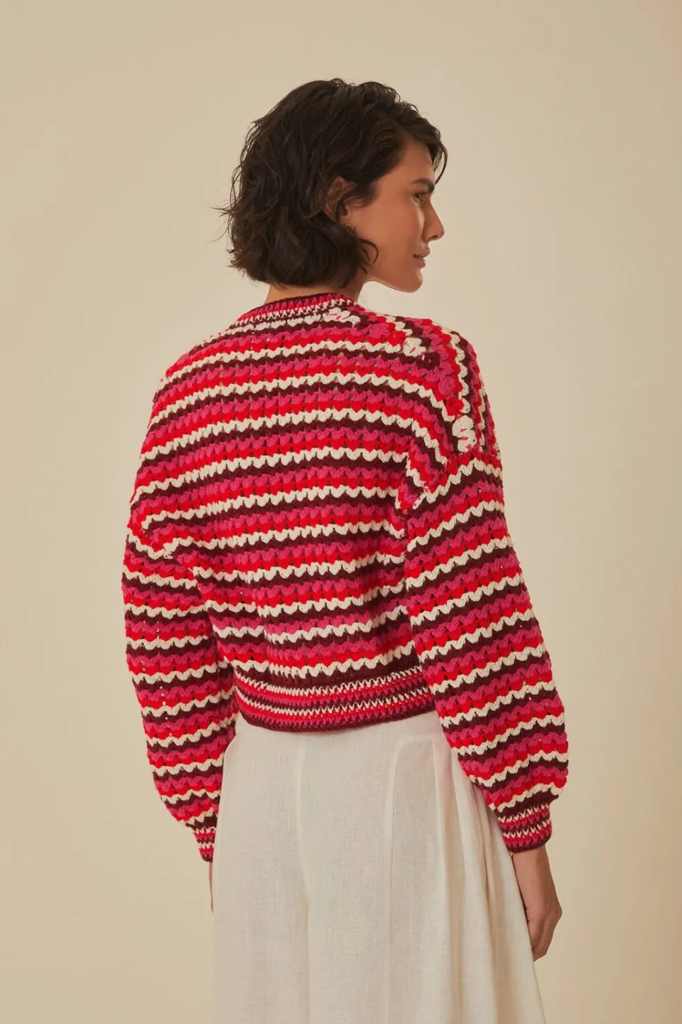 FARM Rio Gilets<Cardigan au crochet à rayures colorées