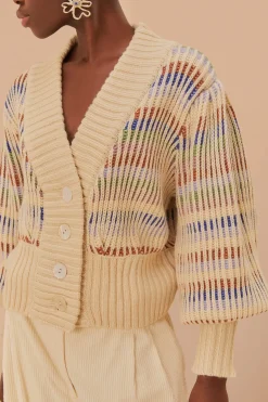 FARM Rio  Gilets<Cardigan en maille à points audacieux