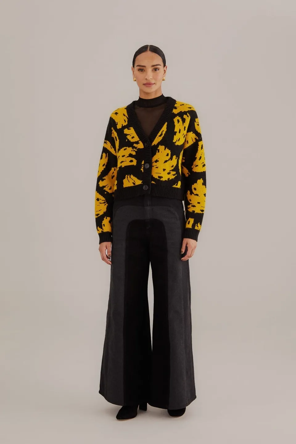 FARM Rio Gilets<Cardigan en maille Bossa Banana noir